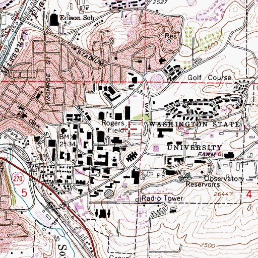 Topographic Map of Rogers Field (historical), WA