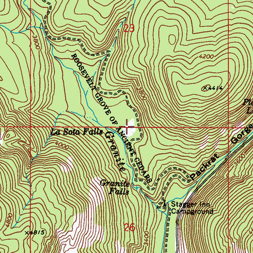 Topographic Map of Roosevelt Grove of Ancient Cedars, WA