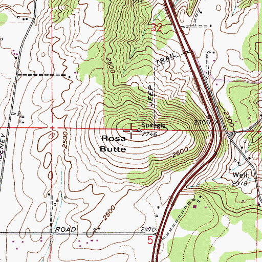 Topographic Map of Rosa Butte, WA