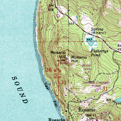 Topographic Map of Rosario Hill, WA
