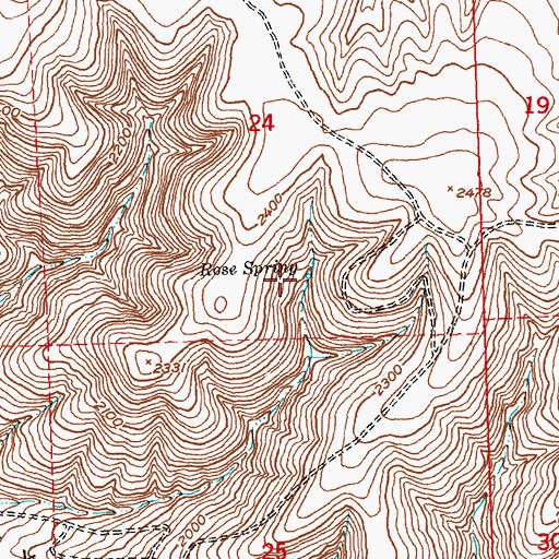 Topographic Map of Rose Spring, WA