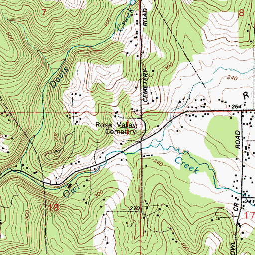 Topographic Map of Rose Valley Cemetery, WA