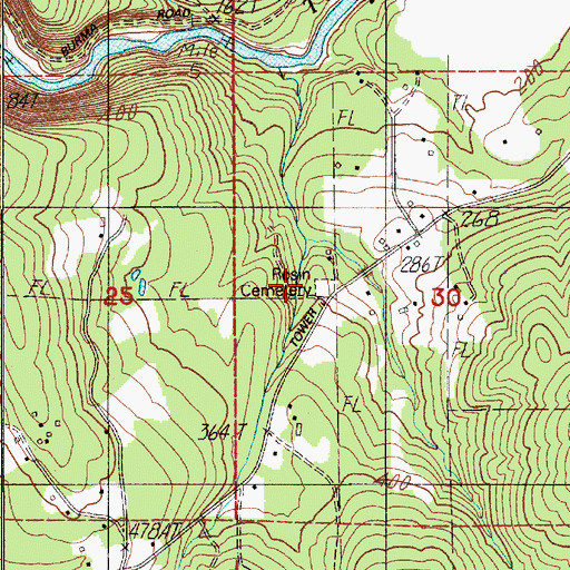 Topographic Map of Rosin Cemetery, WA