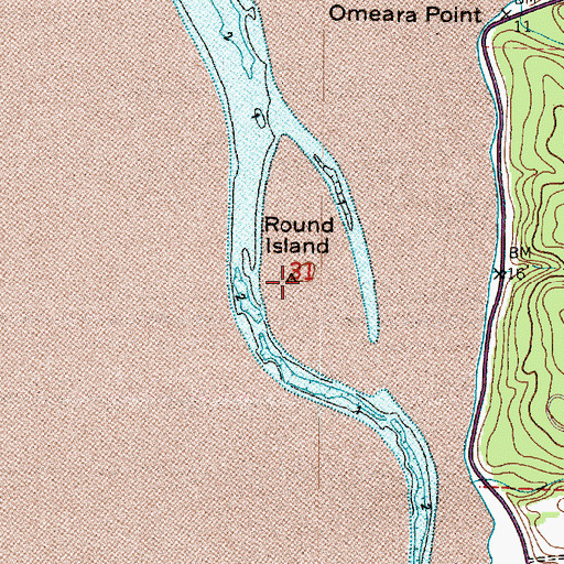 Topographic Map of Round Island, WA