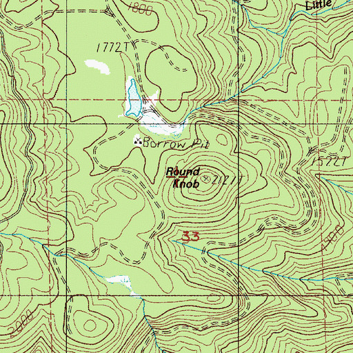 Topographic Map of Round Knob, WA