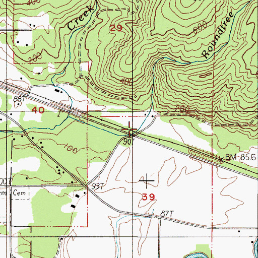 Topographic Map of Roundtree Creek, WA