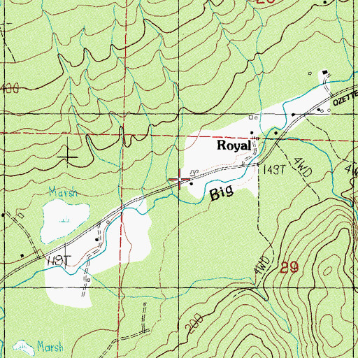 Topographic Map of Royal School, WA