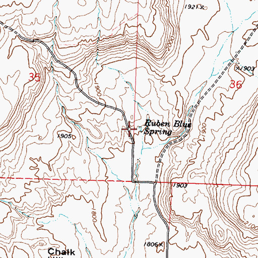 Topographic Map of Ruben Blue Spring, WA