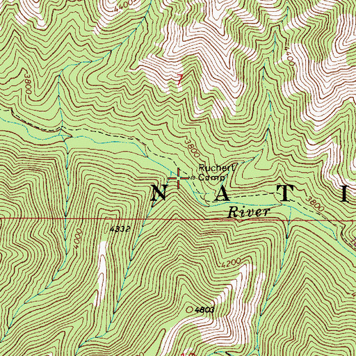 Topographic Map of Ruchert Camp, WA