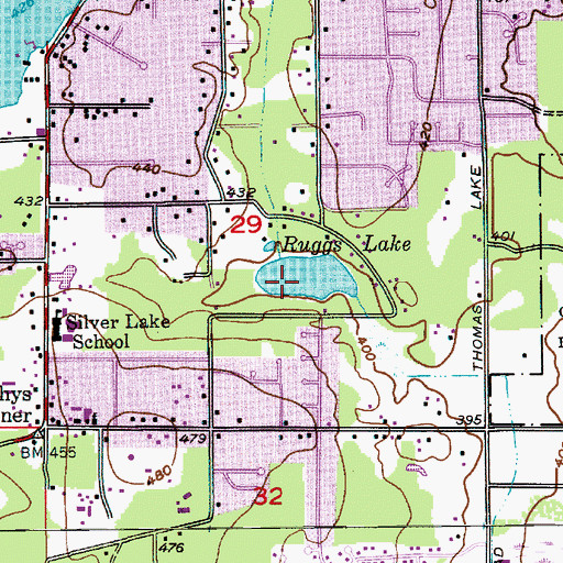 Topographic Map of Ruggs Lake, WA
