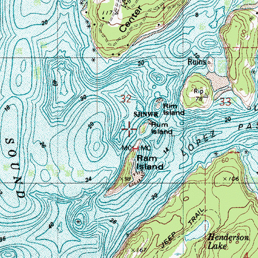 Topographic Map of Cayou Island, WA