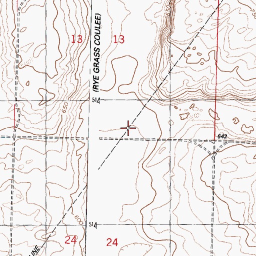 Topographic Map of Rye Grass Coulee, WA