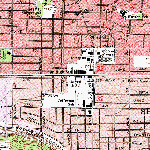 Topographic Map of Sacajawea Middle School, WA