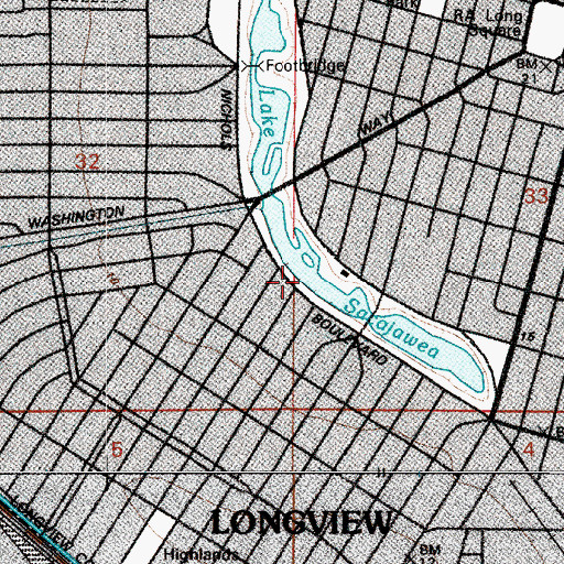 Topographic Map of Lake Sacajawea, WA