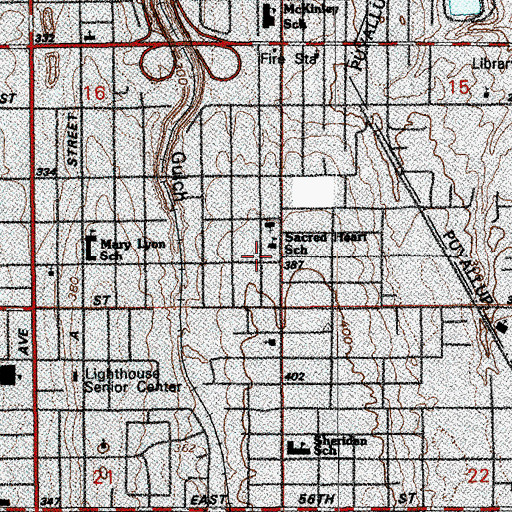 Topographic Map of Sacred Heart School, WA