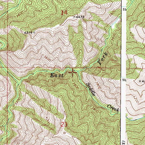 Topographic Map of Saddle Creek, WA