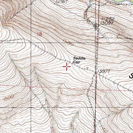 Topographic Map of Saddle Gap, WA