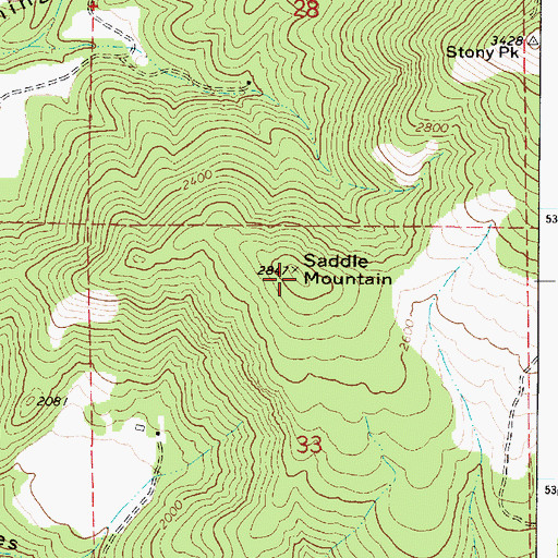 Topographic Map of Saddle Mountain, WA