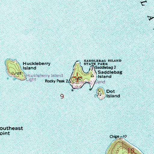 Topographic Map of Saddlebag Island, WA
