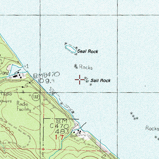 Topographic Map of Sail Rock, WA