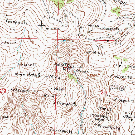 Topographic Map of Sailor Boy Mine, WA