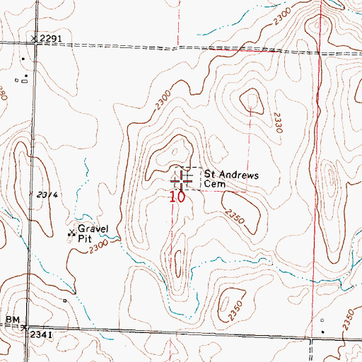 Topographic Map of Saint Andrews Cemetery, WA