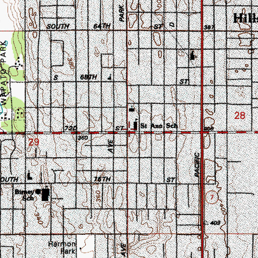 Topographic Map of Saint Ann School, WA