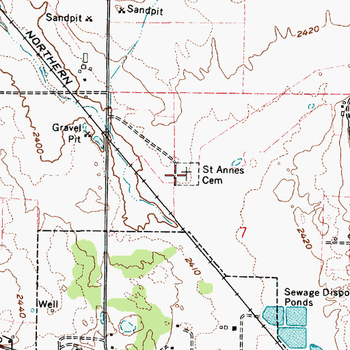 Topographic Map of Saint Annes Cemetery, WA