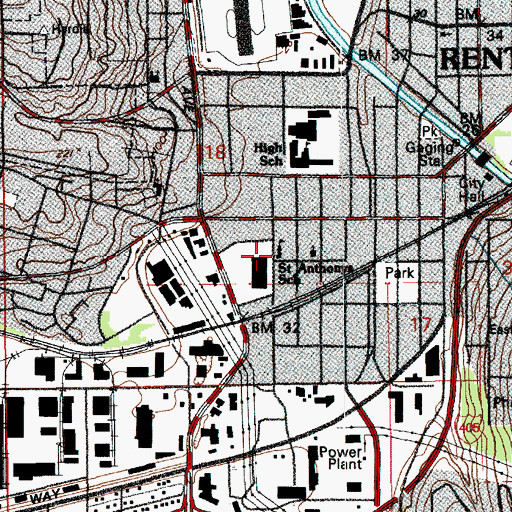 Topographic Map of Saint Anthony School, WA
