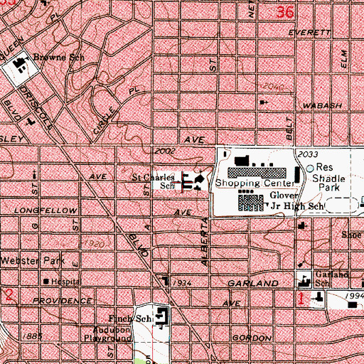 Topographic Map of Saint Charles Catholic School, WA