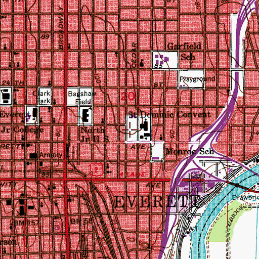Topographic Map of Saint Dominic Convent, WA