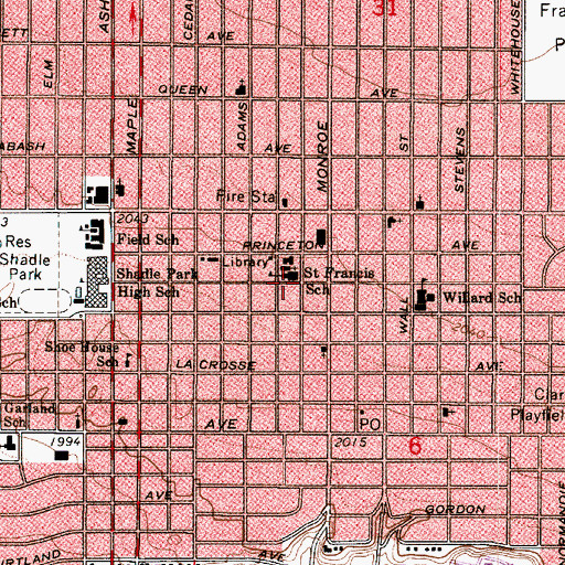 Topographic Map of Saint Francis School, WA