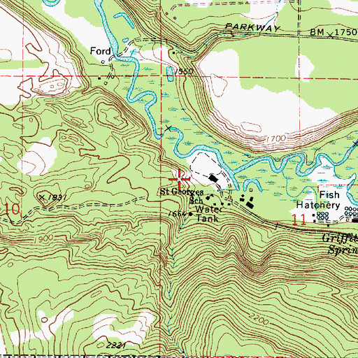 Topographic Map of Saint George's School, WA