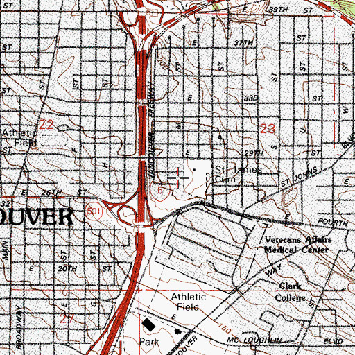 Topographic Map of Mother Joseph Catholic Cemetery, WA