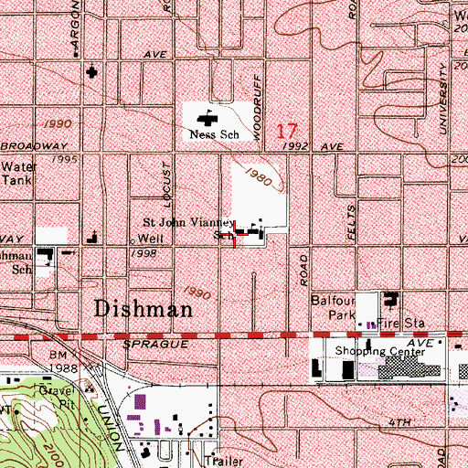Topographic Map of Saint John Vianney School, WA