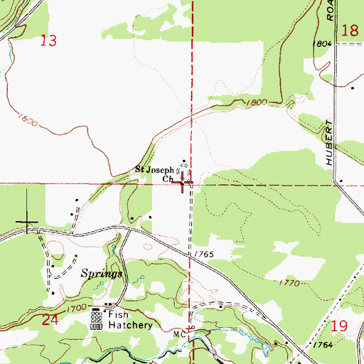 Topographic Map of Saint Joseph Church, WA