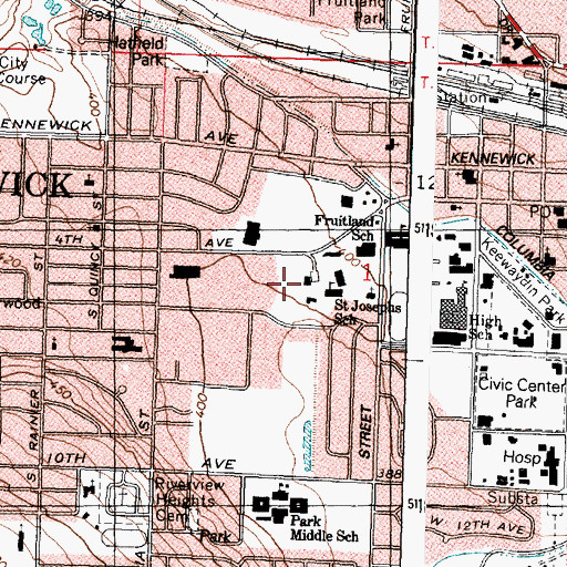 Topographic Map of Saint Joseph's Catholic School, WA