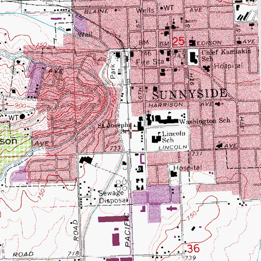 Topographic Map of Saint Josephs School, WA
