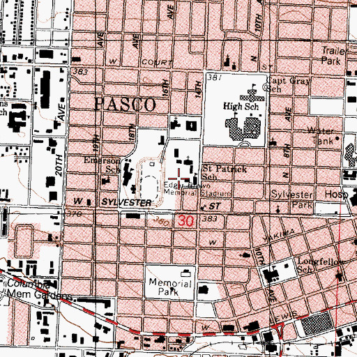 Topographic Map of Saint Patrick's Catholic School, WA