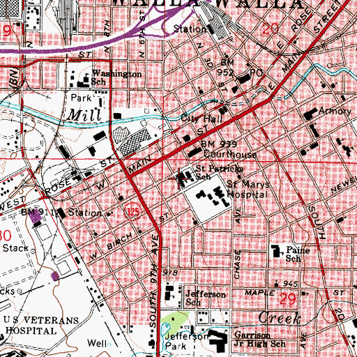 Topographic Map of Saint Patricks School, WA