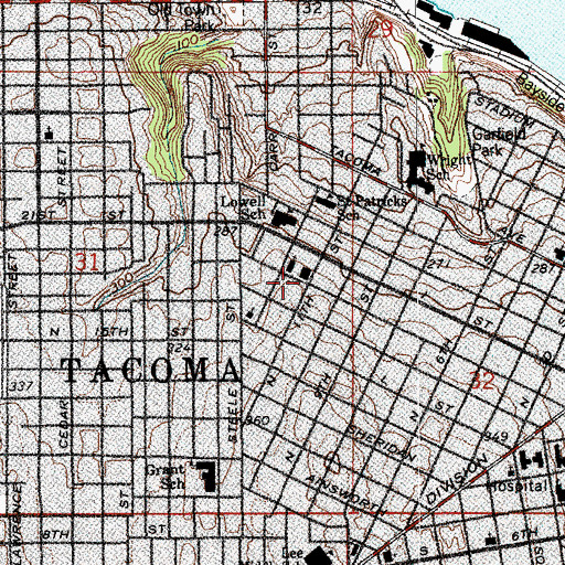 Topographic Map of Saint Patricks School, WA