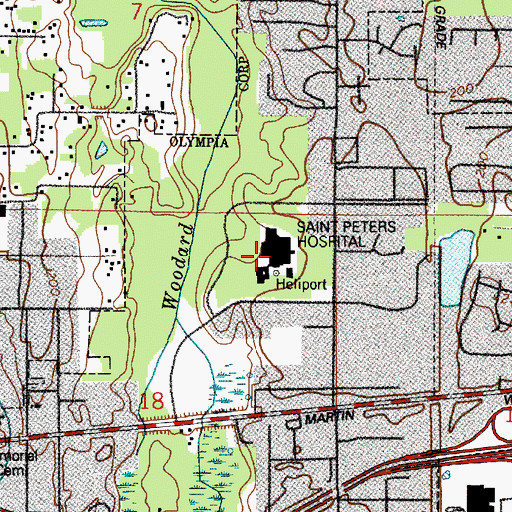 Topographic Map of Providence Saint Peter Hospital, WA
