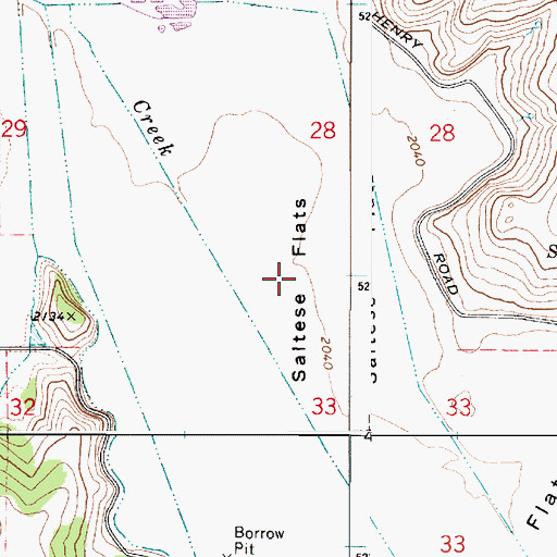Topographic Map of Saltese Flats, WA