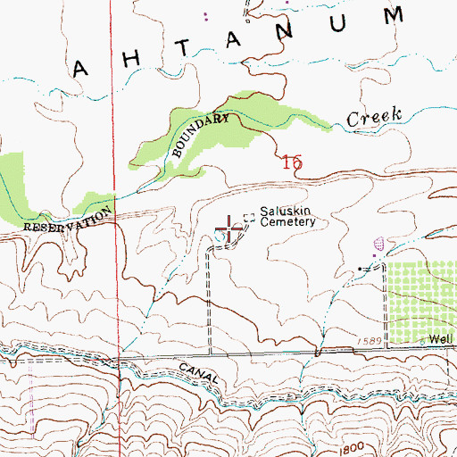 Topographic Map of Saluskin Cemetery, WA