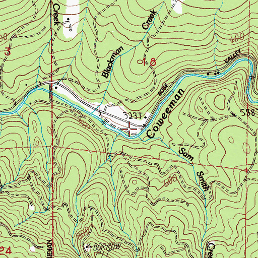Topographic Map of Sam Smith Creek, WA