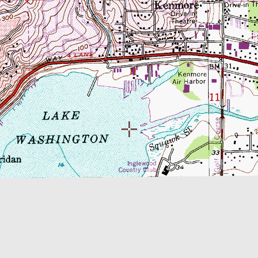 Topographic Map of Sammamish River, WA