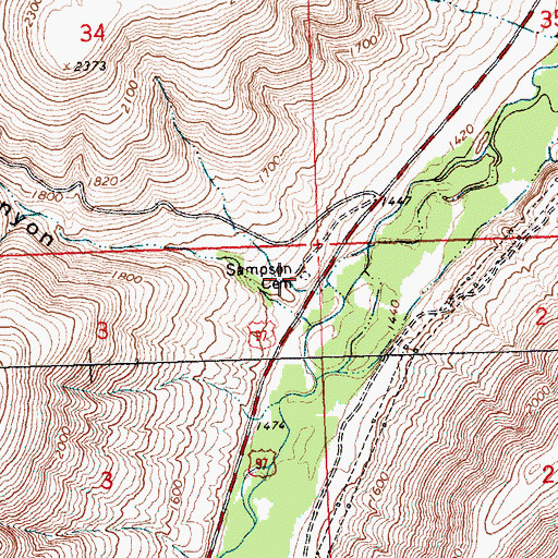 Topographic Map of Sampson Cemetery, WA