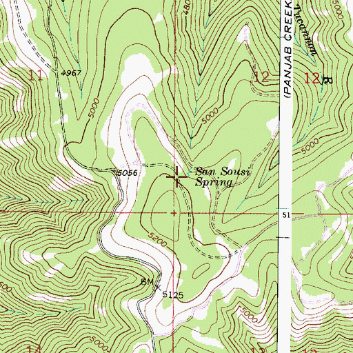Topographic Map of San Sousi Spring, WA