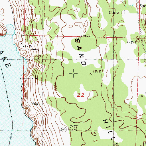 Topographic Map of Sand Hills, WA