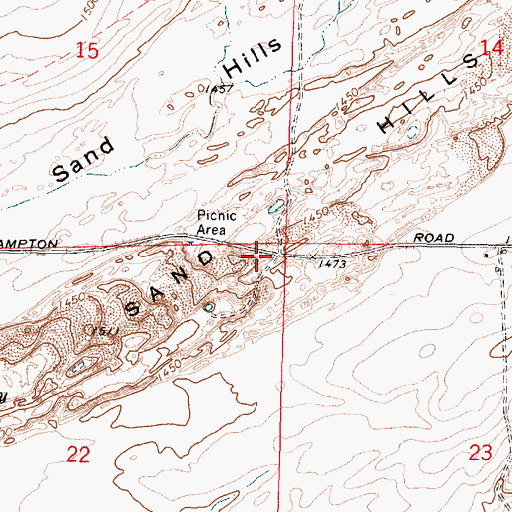 Topographic Map of Sand Hills, WA